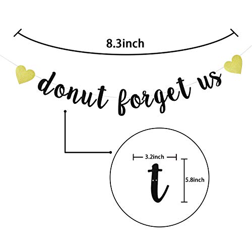 Black Glitter Donut Forget Us Banner - Graduation/Going Away/Farewell/Relocation/Retirement Party Decorations