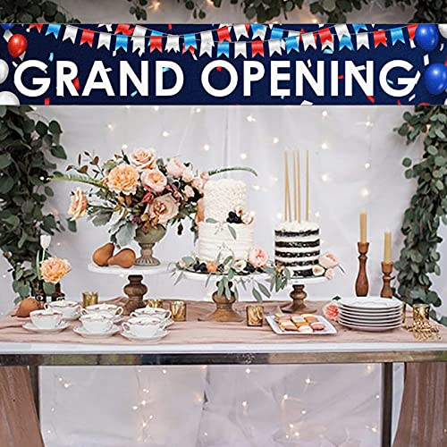 Blue White Large Grand Opening Banner Backdrop,Shops Malls Companies Restaurants Store Business Opening Activities Advertising,Outdoor Outside Opening Propaganda Decorations Supplies 9.8x1.6 Feet