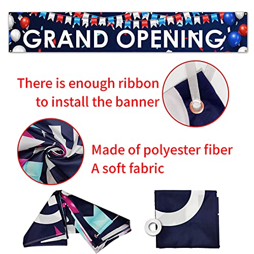 Blue White Large Grand Opening Banner Backdrop,Shops Malls Companies Restaurants Store Business Opening Activities Advertising,Outdoor Outside Opening Propaganda Decorations Supplies 9.8x1.6 Feet