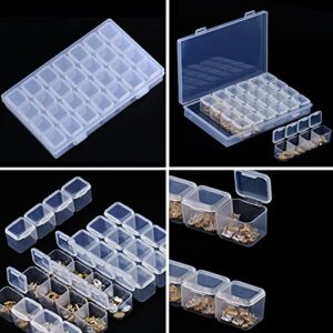 FuigeBach Diamond Painting Storage Containers, 2 Pcs 28 Grids Diamond Piainting Boxes Accessories Beads Organizer Case with Diamond Painting Tray, 128pcs Label Stickers for Jewellery Beads