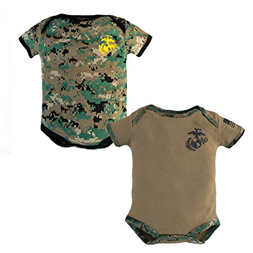 Baby Bodysuits 2 Pk. USMC Woodland Camo and Coyote Brown (3-6 Months)