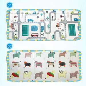 Eanpet Baby Play Mat Foam Area Rug for Kids Toddler Infant Ultra Thick Folding Large Crawl Mat Non-Slip Playmat for Bedroom Playroom Nursery ABC Letter (Traffic)