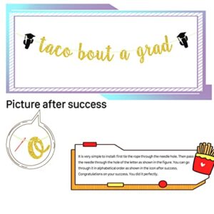 Taco Bout a Grad Banner, Taco Party Decorations Sign Decor, Congrats Grad, 2023 High School/College/Senior Graduation Party Decorations Supplies (Gold Glitter)