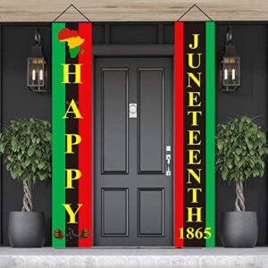 littleloverly happy juneteenth hanging banner porch sign decorations – freedom day juneteenth black americans independence 1865 juneteenth day outdoor banner sign