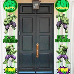 Superhero Hulk Banner Door Sign Banner Superhero Hulk Party Decorations for Kids Boys Birthday Baby Shower