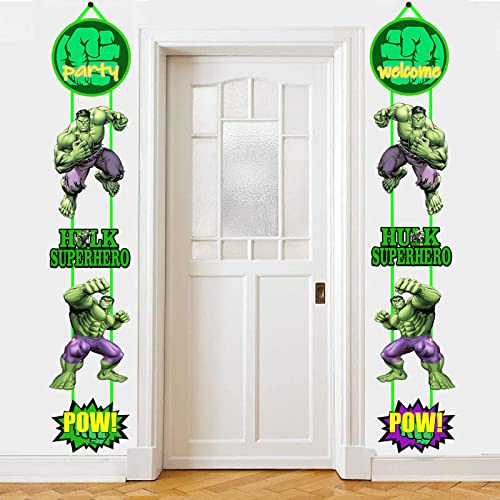 Superhero Hulk Banner Door Sign Banner Superhero Hulk Party Decorations for Kids Boys Birthday Baby Shower