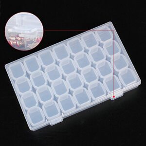 28-Grids Clear Plastic Jewelry Storage Box Nail Art Studs Container Jewelry Display Case Organizer with Adjustable Dividers