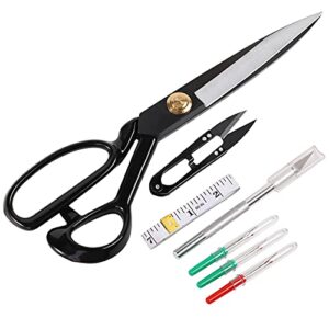 fabric scissors 8 inch professional tailor scissors – heavy duty sewing scissors for leather cutting industrial sharp shears office artists tailors dressmakers
