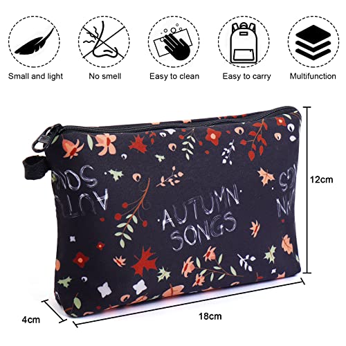 MAGEFY Small Makeup Bag, Cosmetic Bag for Women Cute Makeup Pouch for Purse Small Make Up Bag Travel Accessories for Teen Girls Pencil Pouch (Rose & leaves, 3 packs)