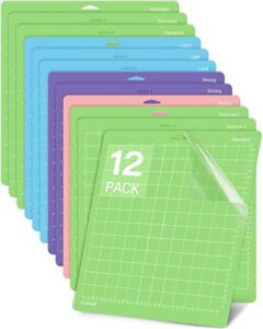 gwybkq cutting mat for cricut maker 3/maker/explore 3/air 2/air/one 12 pack 12×12 variety grip sticky pad replacement accessories for silhouette cricket card supplies standard light strong frabic