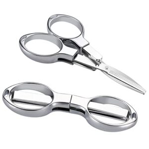 vurtid 3 pcs folding scissors – comfortable zinc alloy grip sharp stainless steel blade, portable travel trip scissors