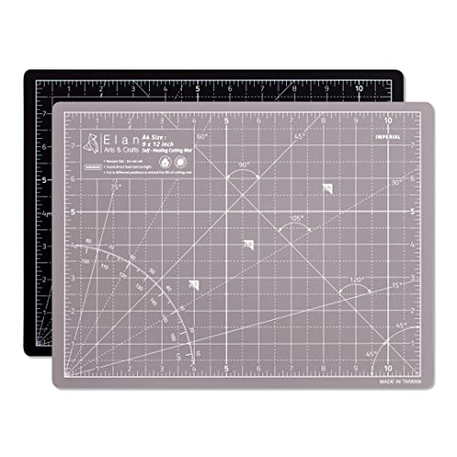 Elan Cutting Mat A4 Black and Beige, 5-Ply Craft Mat, Self Healing Cutting Mat 12x9, Craft Cutting Board, Art Mat, Imperial Sewing Mat, Quilting Mat, Hobby Mat, for Sewing, Quilting, Quilting supplies