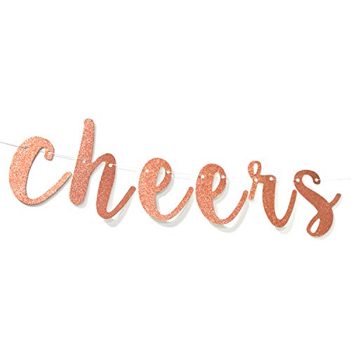 Rose Gold Glitter Cheers to Love Banner, Bunting Garlands for Wedding Engagement Anniversary Bridal Shower Party Decoration Supplies