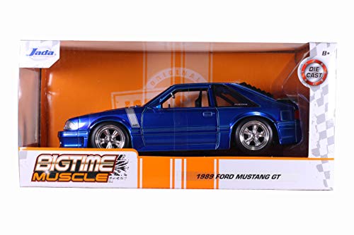 Jada Toys Bigtime Muscle 1:24 1989 Ford Mustang GT Die-cast Car Blue, Toys for Kids and Adults