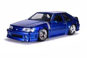 jada toys bigtime muscle 1:24 1989 ford mustang gt die-cast car blue, toys for kids and adults