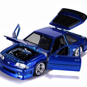 Jada Toys Bigtime Muscle 1:24 1989 Ford Mustang GT Die-cast Car Blue, Toys for Kids and Adults