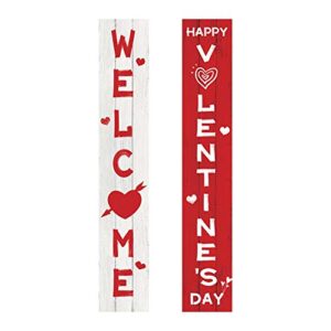 ochine valentine’s day heart banner front door porch sign hanging love heart wall decor party supplies welcome valentines day decorations banners home indoor outdoor decoration