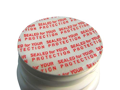 SanDaveVA Brand 33mm Pressure Sensitive PS Foam Cap Liners Tamper Seal Cap Liner Sealed for Your Protection Red Print 33 mm (100)