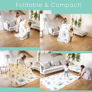 Easy Baby Extra Large and Thick (0.6in) Foam Play Mat for Babies and Toddlers | Nontoxic, Foldable, Washable, and Waterproof Playmat 77” x 70” (Dinosaurs Pattern)