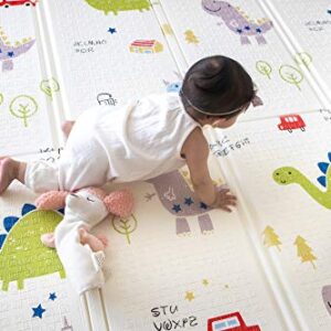 Easy Baby Extra Large and Thick (0.6in) Foam Play Mat for Babies and Toddlers | Nontoxic, Foldable, Washable, and Waterproof Playmat 77” x 70” (Dinosaurs Pattern)