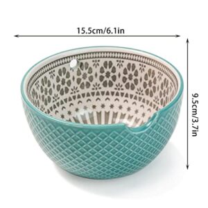 VAHIGCY Yarn Ball Holder Bowl | Round Ceramic Yarn Storage Bowl for Crocheting,Knitting Bowl Yarn Holder with Hole, Yarn Organizer Skein Bowl for Wool Balls Storage