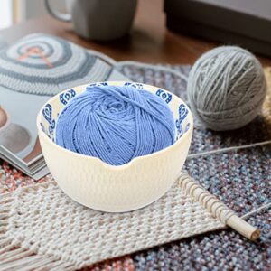 MAGICLULU Ceramic Yarn Bowl for Knitting and Crocheting Yarn Storage Bag for Beginner Crocheter Knitter Craft White