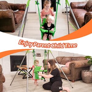 Toddler Swing, Swing for Baby with Safety Belt Seat and Foldable Metal Stand, Infant Swing Set for Backyard Indoor Outdoor Play, Baby Swing for Toddlers Age 1-3 at Home