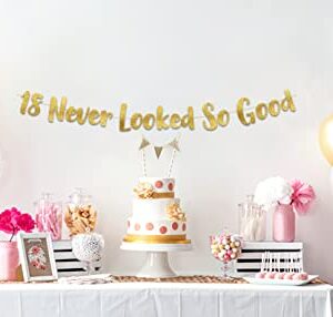 18 Never Looked So Good Gold Glitter Banner - 18th Anniversary and Birthday Party Decorations