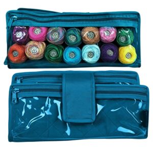 yazzii thread organizer – portable & multipurpose – thread holder organizer for spools, embroidery floss, sewing supplies – perfect for classes, groups, travel & retreats-aqua