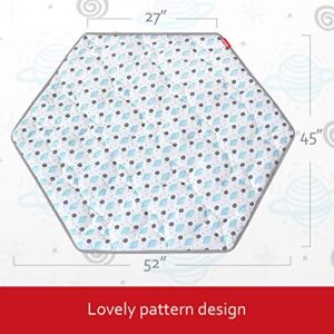 Hexagon Playpen Mattress, Baby 6 Panel Playmat Fit Hiccapop 53" PlayPod, Regalo Play Yard, Graco Traveler Playard, White, Lovely Planet Hexagon Mat