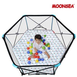 Hexagon Playpen Mattress, Baby 6 Panel Playmat Fit Hiccapop 53" PlayPod, Regalo Play Yard, Graco Traveler Playard, White, Lovely Planet Hexagon Mat