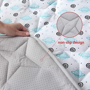 Hexagon Playpen Mattress, Baby 6 Panel Playmat Fit Hiccapop 53" PlayPod, Regalo Play Yard, Graco Traveler Playard, White, Lovely Planet Hexagon Mat