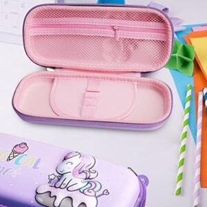 Unicorn Pencil Case for Girls, 3D Cute Cartoon Unicorn Pencil Pouch, Portable Storage Pouch Large Capacity with Compartment & Zipper Pencil Bag for Kids Boys Girls