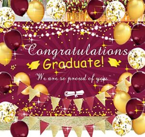 graduation party decorations maroon gold 2023/burgundy balloons/graduation party supplies maroon graduation party fsu graduation backdrop/class of 2023 graduation decorations burgundy gold