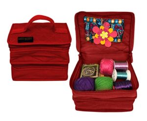 yazzii double petite craft organizer bag – portable storage bag organizer – multipurpose storage organizer for crafts, toiletries, medication, cosmetics & jewelry