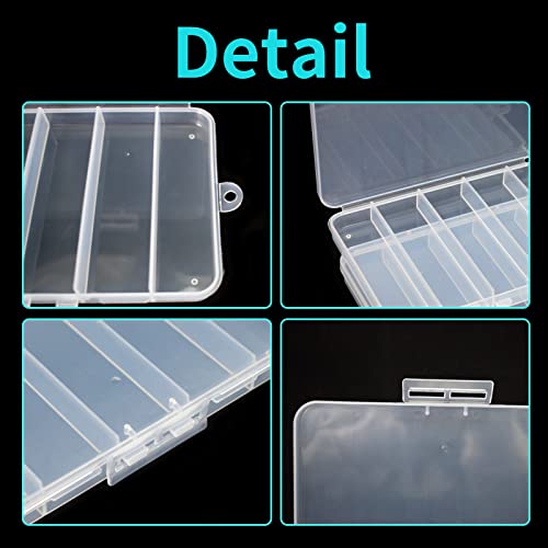 5 Grids Plastic Organizer Box Clear Fishing Tackle Storage Box Jewelry Dividers Container Case Making Findings Organizer Box Makeup Tools Box Sewing Supplies Storage Container Case