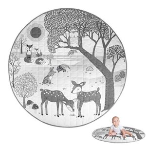 sh-ruidu baby tummy time play mat forest animal baby crawling mat cotton play pad 33.5in