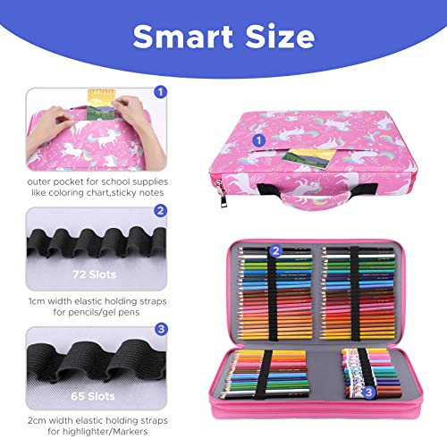 TCJJ Colored Pencil Case - Unicorn 168 Slots Pencil Holder with Zipper Closure Twill Fabric Large Capacity Pencil Case for Watercolor Pens or Markers, Pencil Case Organizer for Artist (CPC-003)