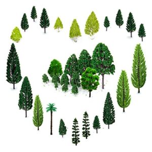 29pcs mixed model trees 1.5-6 inch(4-16 cm), orgmemory ho scale bushes, diorama supplies, plastic trees for projects, model train scenery with no bases