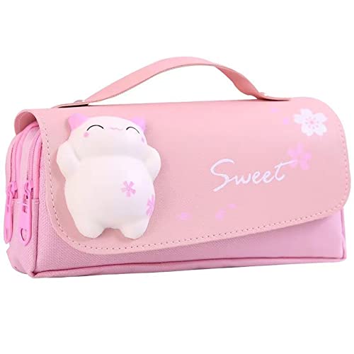 Pencil Pouch for Girls, Multi Compartments Large Capacity Pencil Pouch Pen Bag for Teen Girl Women,Students Adults Stationery Organizer Makeup Bag