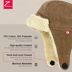 Zutano Cozie Fleece Unisex Toddler and Baby Trapper Hat, Cold-Weather Hat for Little Boys and Girls, Mocha Heather, 6 Months