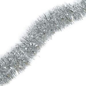 tcdesignerproducts silver tinsel garland – 15′ long x 2″ wide