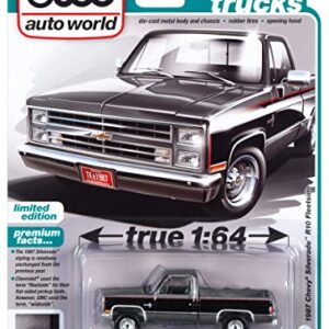 1987 Chevy Silverado R10 Fleetside Pickup Truck Gray Met. & Black Muscle Trucks Limited Edition 1/64 Diecast Model Car by Auto World 64362-AWSP101 B