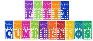 paper full of wishes i mexican plastic papel picado banner i feliz cumpleaños i multi-color large letrero banner for mexican birthday celebrations