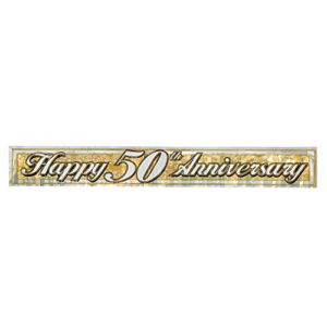 metallic 50th anniversary fringe banner (gold) party accessory (1 count) (1/pkg)