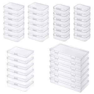 goodma 36 pieces mixed sizes rectangular empty mini plastic organizer storage box containers with hinged lids for small items and other craft projects (transparent)