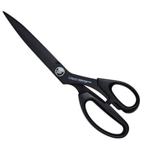 canary japanese sewing scissors for fabric cutting 10.5 inch, black scissors heavy duty all purpose scissors, japanese stainless steel nonstick coating, made in japan, black (se-265f)