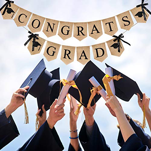 Mauts-inus 2023 Graduations Decorations Burlap Banner for Graduation Party Fireplace Wall Hanging Suitable for Family Graduation Party Classroom College High School Graduation Prom Decoration