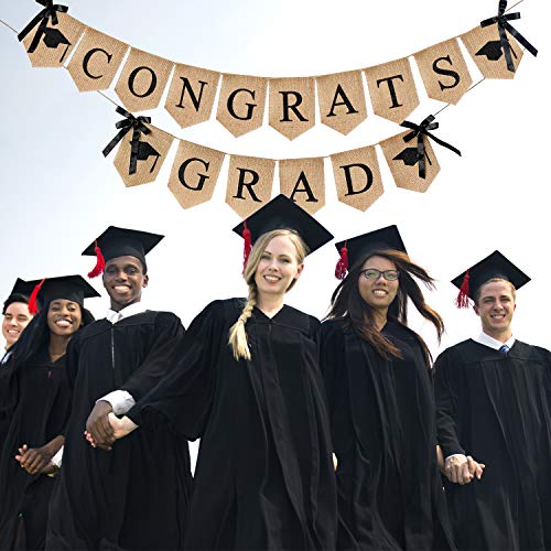 Mauts-inus 2023 Graduations Decorations Burlap Banner for Graduation Party Fireplace Wall Hanging Suitable for Family Graduation Party Classroom College High School Graduation Prom Decoration