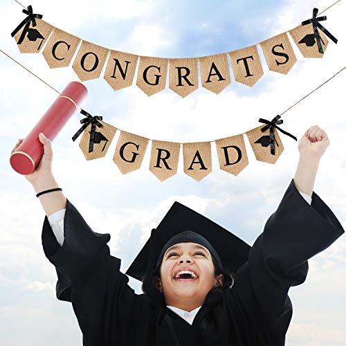 Mauts-inus 2023 Graduations Decorations Burlap Banner for Graduation Party Fireplace Wall Hanging Suitable for Family Graduation Party Classroom College High School Graduation Prom Decoration